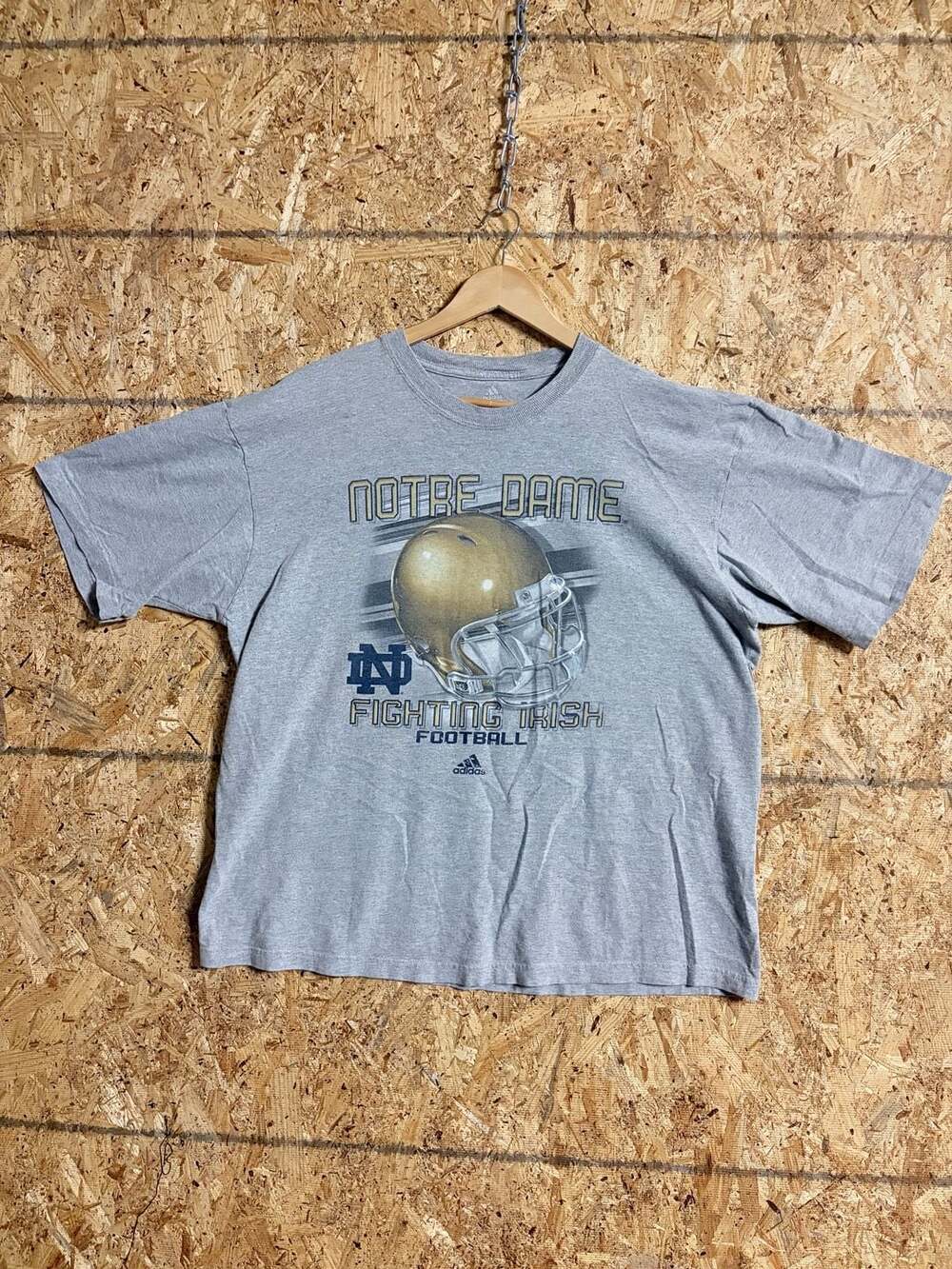 Adidas Notre Dame Fighting Irish Football Helmet Graphic T-Shirt Grey